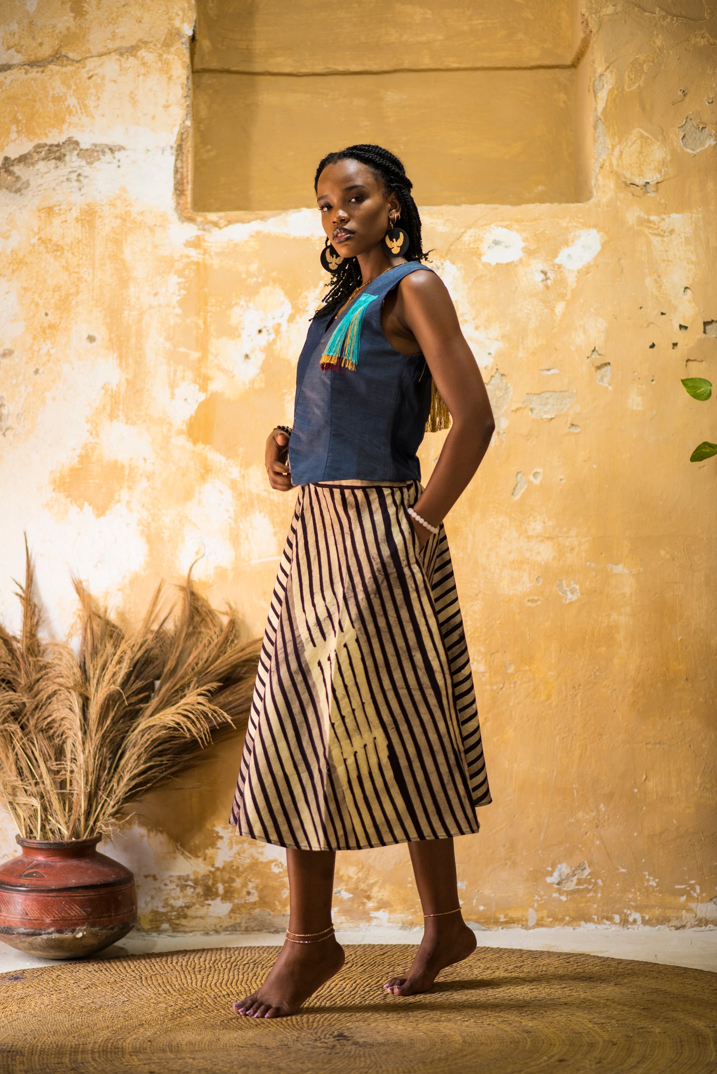 SKIRT SITAKI - sand stripes