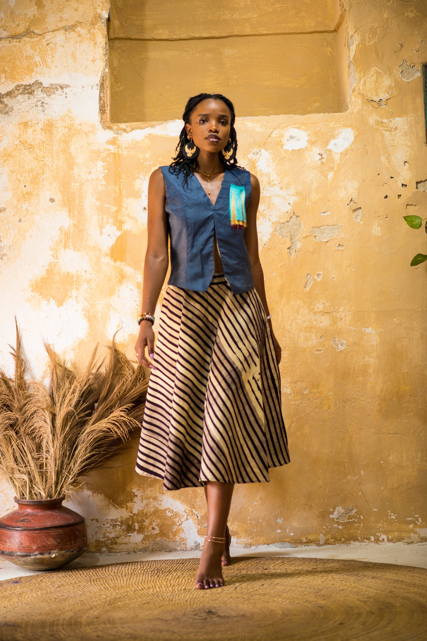 SKIRT SITAKI - sand stripes