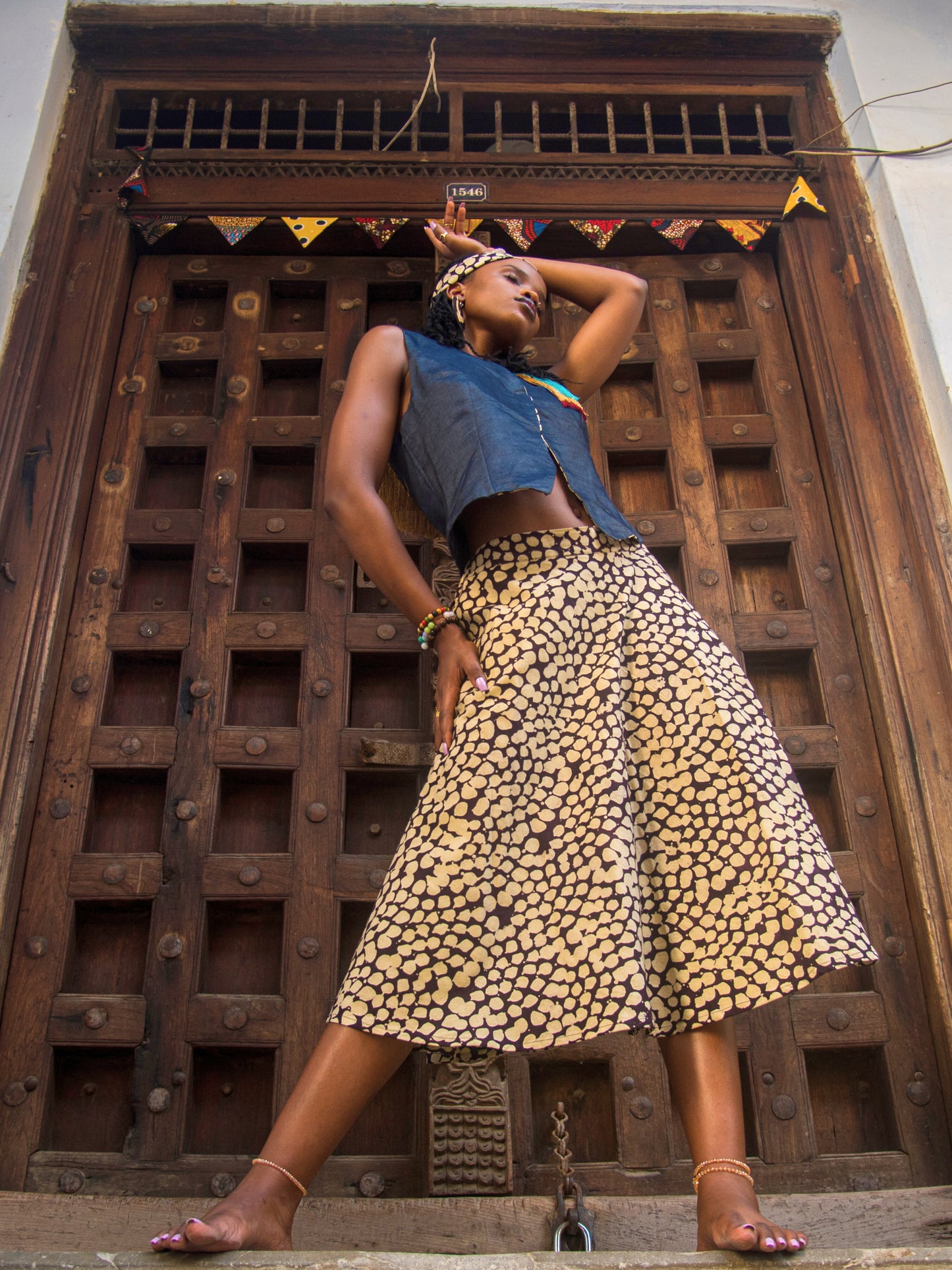 SKIRT SITAKI - cream dots