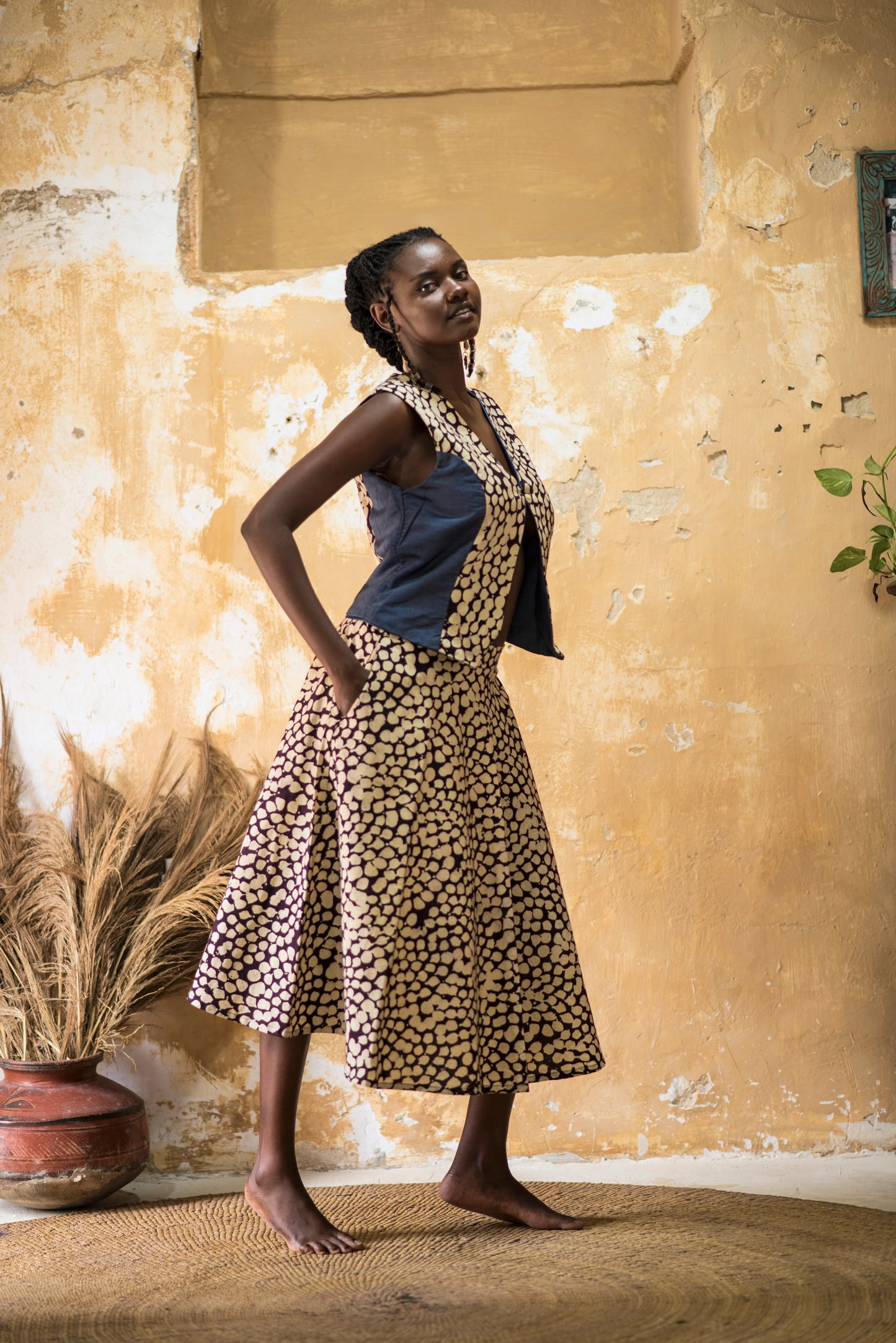 SKIRT SITAKI - cream dots
