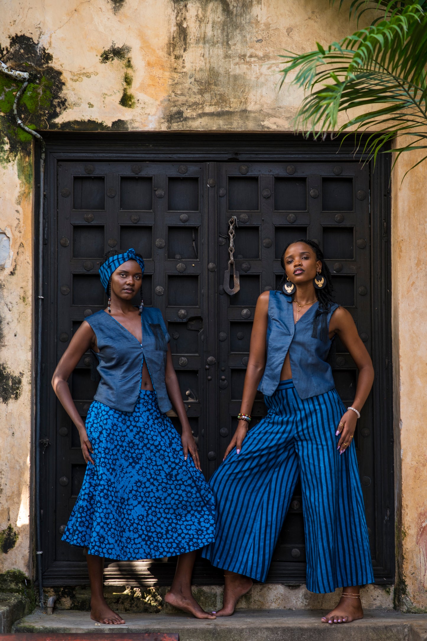 SKIRT SITAKI - blue flowers