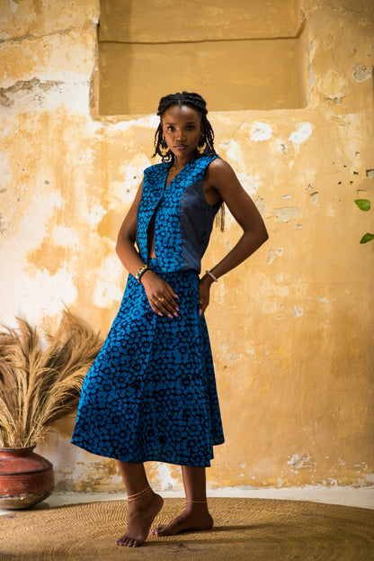 SKIRT SITAKI - blue flowers