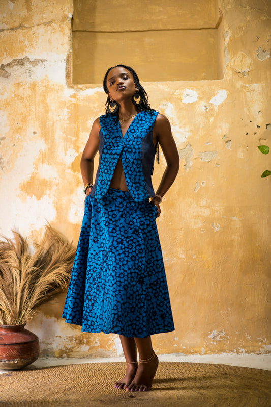 SKIRT SITAKI - blue flowers