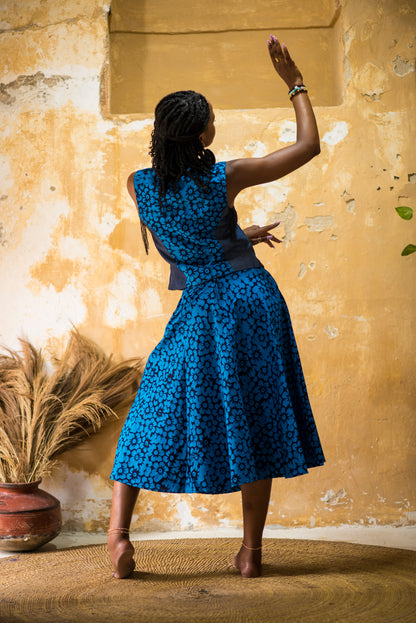 SKIRT SITAKI - blue flowers