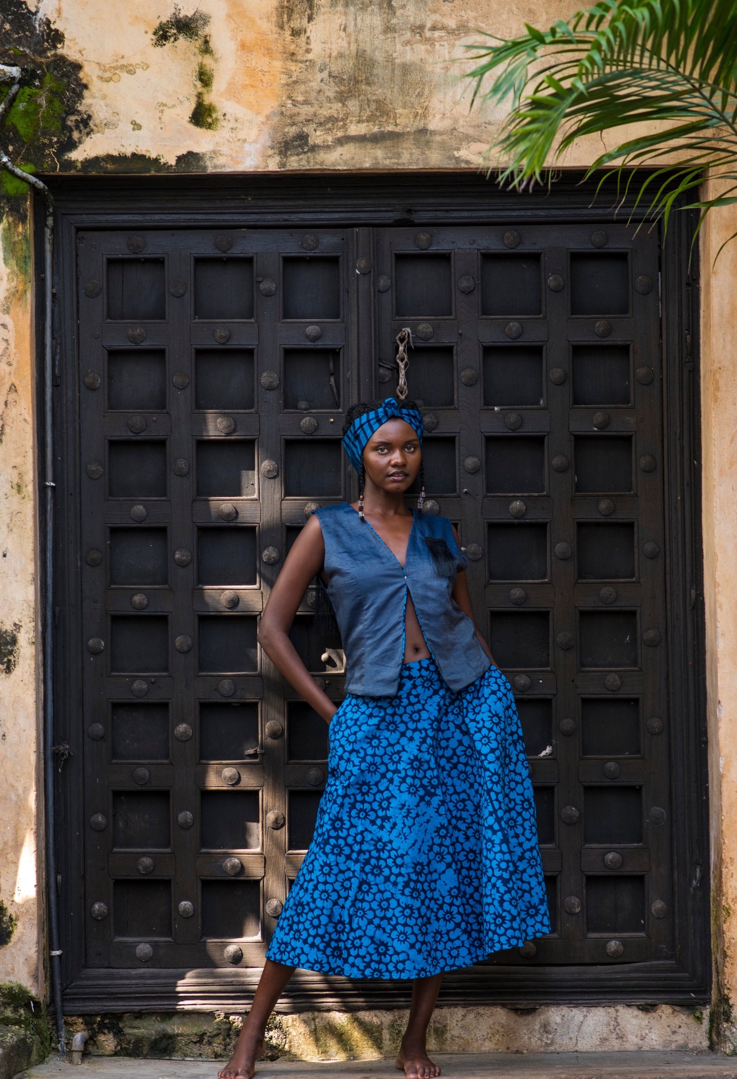 SKIRT SITAKI - blue flowers
