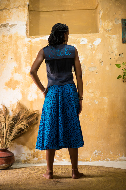 SKIRT SITAKI - blue flowers