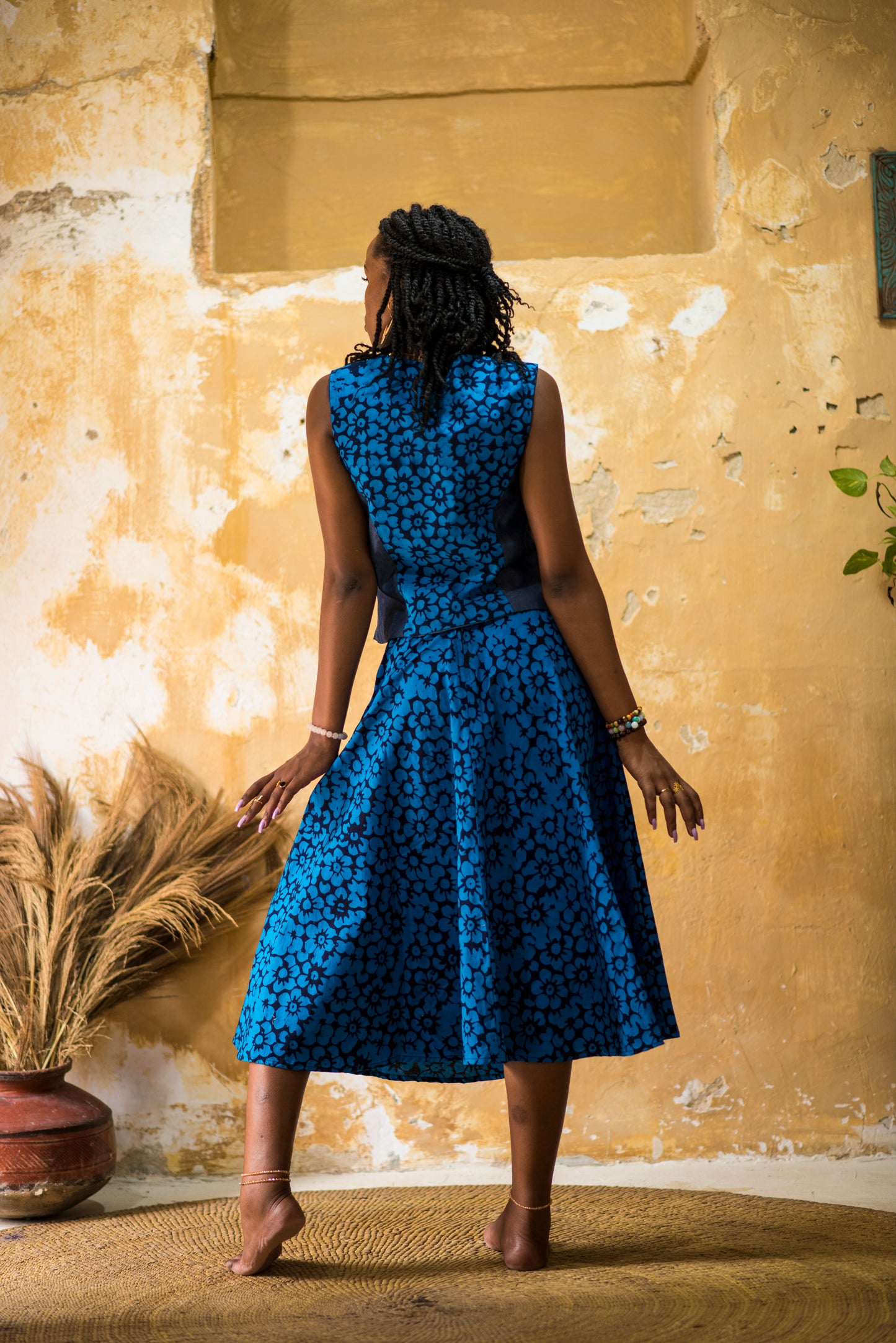 SKIRT SITAKI - blue flowers