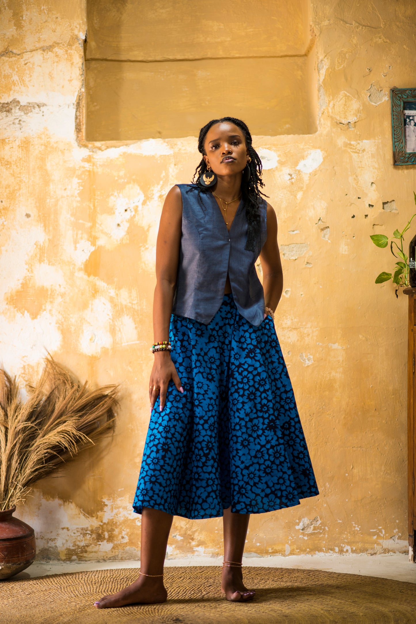 SKIRT SITAKI - blue flowers