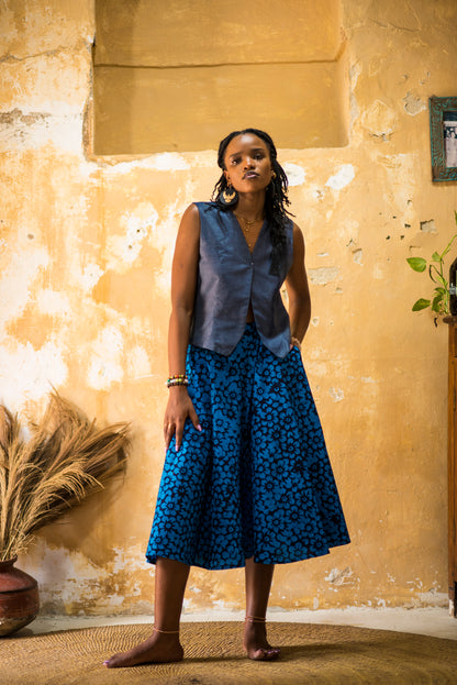 SKIRT SITAKI - blue flowers