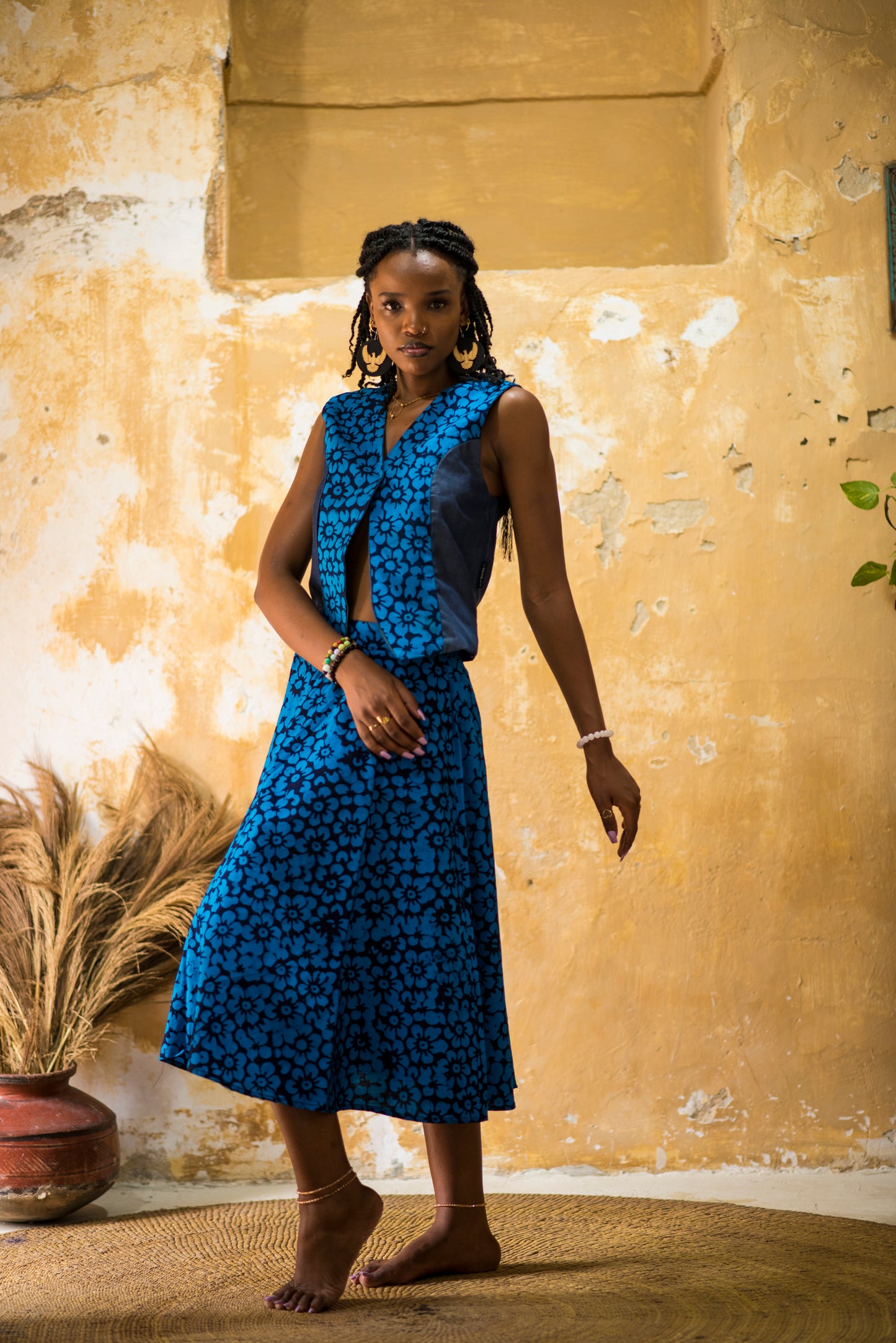 SKIRT SITAKI - blue flowers