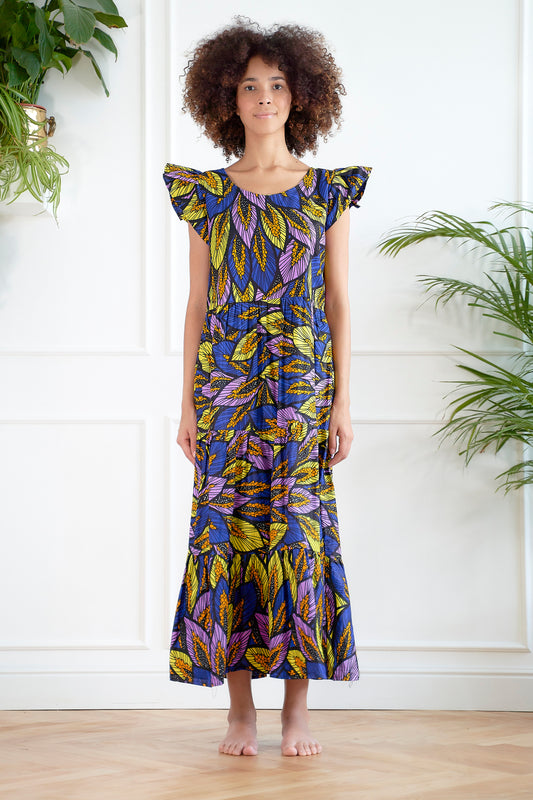 Vestito Sammy_Foglie Viola&Gialle