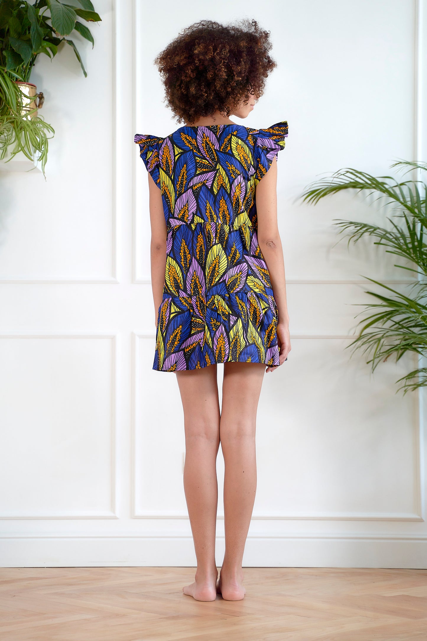 Vestito Layla_Foglie Viola&Gialle