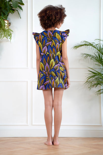 Vestito Layla_Foglie Viola&Gialle